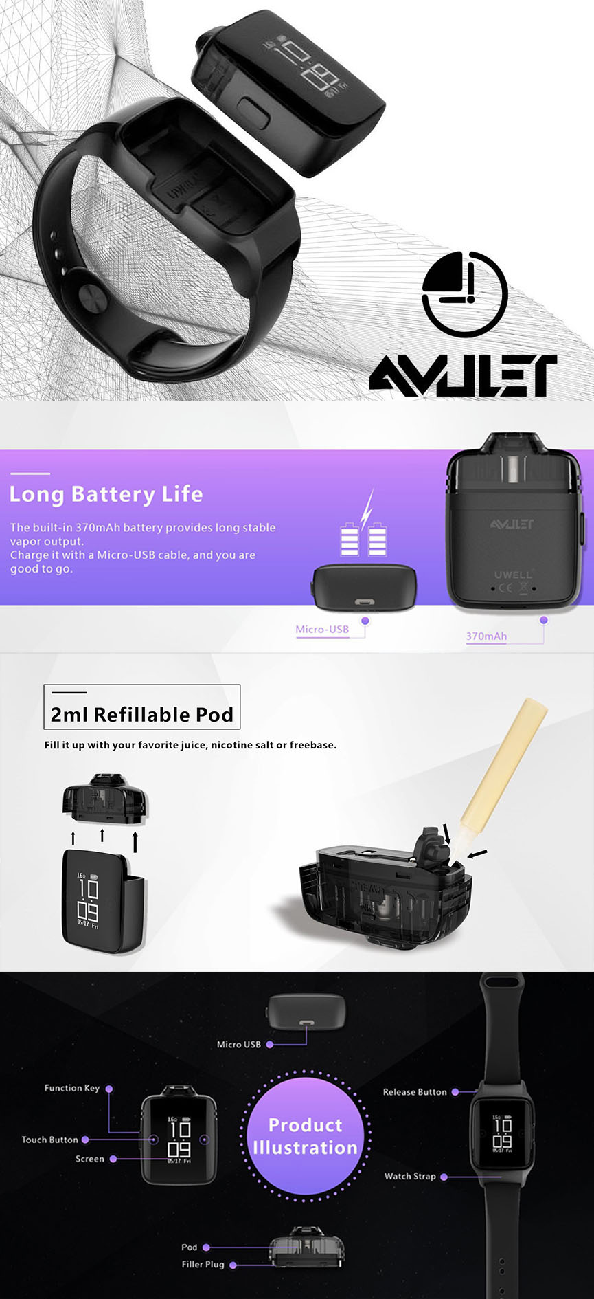 Buy Uwell Amulet Pod and enjoy vaping! Find the latest electronic cigarettes from SMOK, VooPoo, Aspire and Joyetech at vape shop!