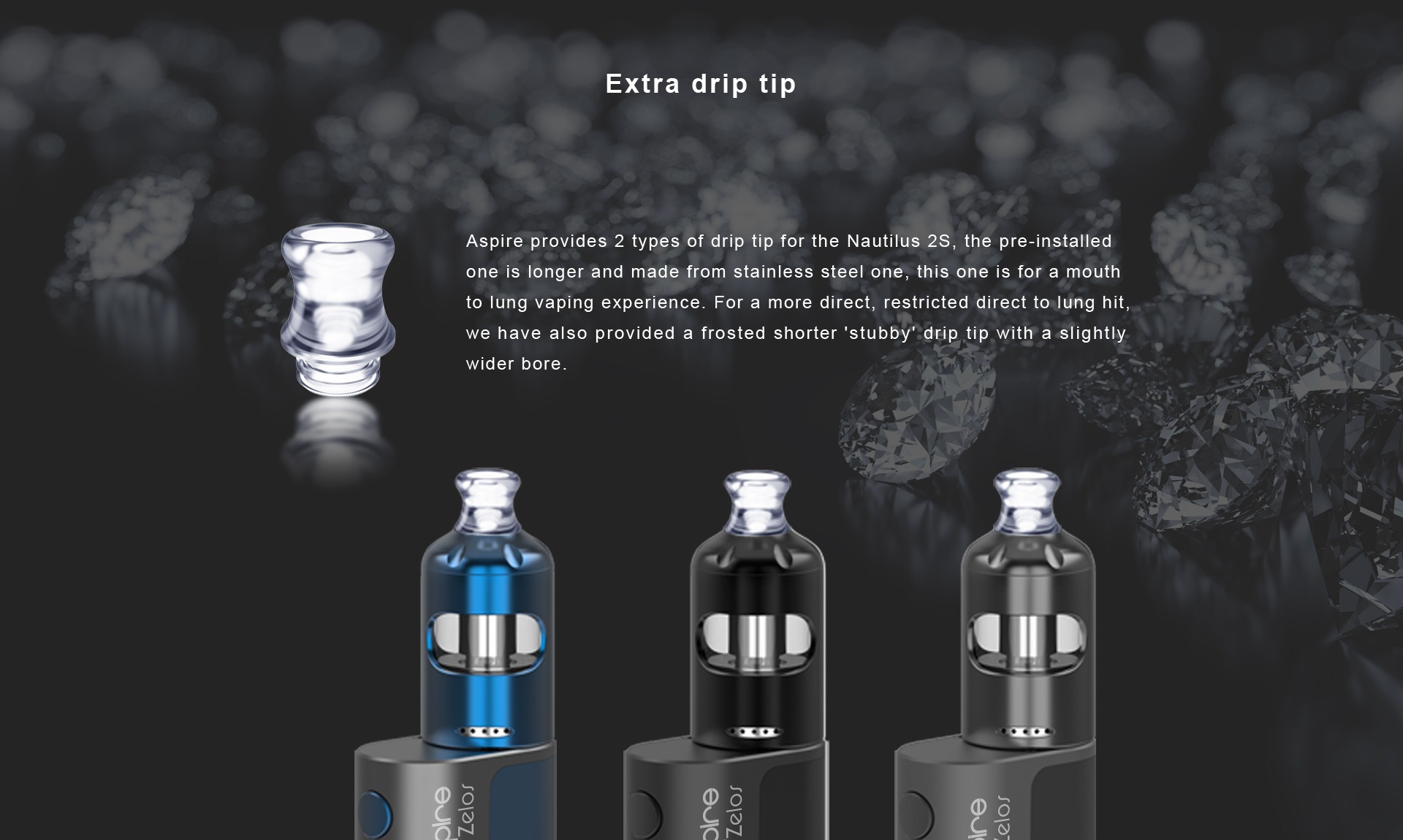 Buy Aspire Zelos 2.0 50W + Nautilus 2S MTL Kit and enjoy vaping! Find the latest electronic cigarettes built from box mods, squonk mods, clearomizers, RDA's &